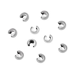 Necklace Pandahall 304 Stainless Steel Crimp Beads Covers for Jewelry Making Diy Stainless Steel Color 4.5mm 5mm 9mm in Diameter 200pcs