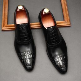 High Quality Lace Up Wedding Mens Dress Genuine Leather Shoes Wine Red Bury Oxfords Social Gents Suit Casual Business