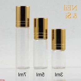 Empty 3ml 5ml 7ml Essential Oil Roll on Glass Bottle Transparent Cosmetic Make up Perfume Massage Roller Bottles Free Shippinggood qtys Infm