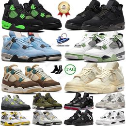 Basketball Shoe 4s Man Women Jumpman 4 Pine Green Vivid Sulfur Black Cat University Blue Seafoam OG Platform Yellow Thunder Sneakers Walking Runner Big Size 13