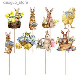 Other Event Party Supplies 8pcs Cute Chick Rabbit Egg Style Cupcake Topper Easter Festival Birthday Party Baby Shower Decorations 240130