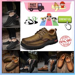 Designer Casual Platform Leather Hiking Luxury shoes for men genuine leather oversized loafers French style Anti wear-resistant Shoes size 38-48