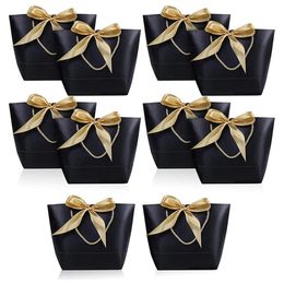 10 Pcs Gift Bag With Handle Paper Party Favour Present Wrap Snack Bow Ribbon Bags 240124