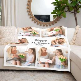 Personalised Mom Dad Custom Throw Blankets with Photos Customised Gifts for Women Men Family Friend Girlfriend on Birthday Christmas Mothers Fathers