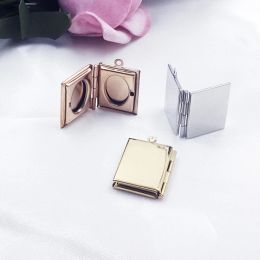 Rings 30pcs/lot Stainless Steel Mirror Polish Book Shaped Photo Frame Locket Pendant Charms Can Open for Diy Necklace Jewelry Finding