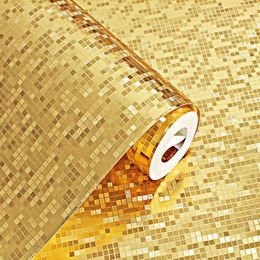 1 Roll PVC 10M Wall Sticker Glitter Mirror Effect Mosaic Sparkle Light Reflect Gold Foil Stickers279n