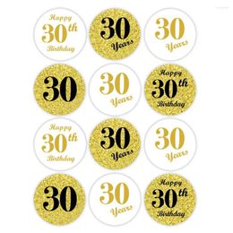 Party Decoration 24pcs Happy Birthday 30th 40th 50th Paper Sticker Cheer 16 30 40 50 60 Years Adult Gift Box Stickers Anniversary Decor