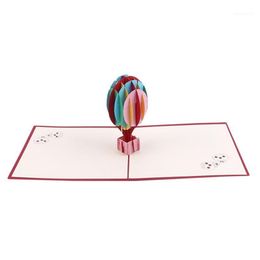 3D -up Greeting Card Postcard Retro Envelope Air balloon Paper Handmade Valentine Day Cutting Happy Birthday Gift1249U