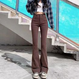 Women's Jeans American Retro Style Brown Niche Loose With Wide Legs Fashion Straight High-Waisted Trousers Pants