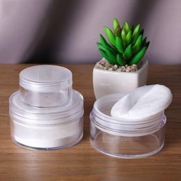 20g/50g Empty Travel Powder Case Clear Plastic Cosmetic Jar Make-up Loose Powder Box Case Container Holder with Sifter Lids and Powder Ftni