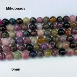 Bangle Natural A+ Tourmaline 6mm 8mm Smooth Round Loose Beads for Jewelry Making Diy Bracelets Necklace Free Shipping Mikubeads