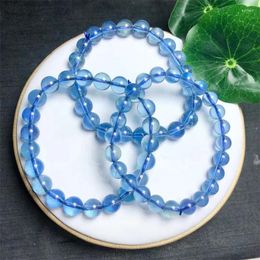Decorative Figurines Natural Aquamarines Bracelet Beads Jewellery Gift For Men Magnetic Health Protection Women Holiday 1pcs 7/8mm