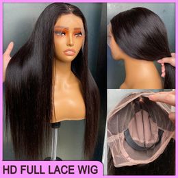 Grade 12A Peruvian Indian Brazilian Silky Straight HD Full Lace Wig 22 Inch 100% Raw Virgin Remy Human Hair