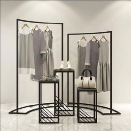 Hangers & Racks Clothing Store Display Rack In The Island Cabinet Women's Shop Horizontal Bar Iron Art280f