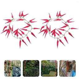 Decorative Flowers 2 Pcs Vegetable Simulated Chilli Skewers Decor Home Accents Plastic Pepper Pendants