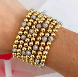 Bracelets 5Pcs Fashion Ball Beads Gold Plated Bracelets Vintage Silver Colour Zircon Round Bead Cuff Bracelet Women Men Statement Jewellery