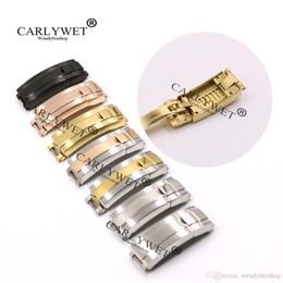 CARLYWET 9mm x 9mm Brush Polish Stainless Steel Watch Band Buckle Glide Lock Clasp Steel For Bracelet Rubber Leather Strap Belt229H