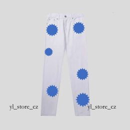 Chromees Hearts Jean Designer Make Old Washed Jeans Pantaloni dritti cromati Stampe con lettere a cuore per jeans Kusbi Donna Uomo Casual Stile lungo Jeans viola cromati 6064