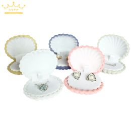 Display 10pcs/lot Shell Shape Lovely Veet Wedding Engagement Ring Box for Earrings Necklace Bracelet Jewelry Display Gift Box Holder