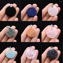 Pendant Necklaces Natural Stone Agates Pendants Big Round Lapis Lazuli Tiger Eye Charmsfor Jewelry Making Diy Earring Necklace Accessories
