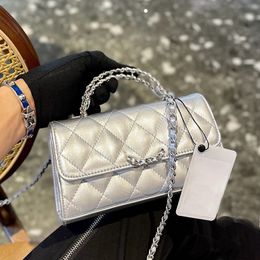 Silver Handle Flap Women Designer Crossbody Bag 15 18CM Two Sizes Luxury Handbag Shopping Travel Coin Purse Leather Matelasse Chain Pochette Suitcase Card Holder