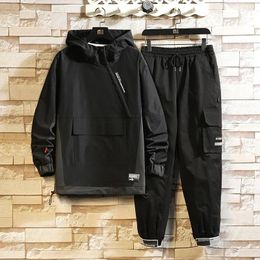 Men's Tracksuits Fashion Sportswear 2024 Hip Hop Patchwork Clothing Sweatshirt Sweatpants Set