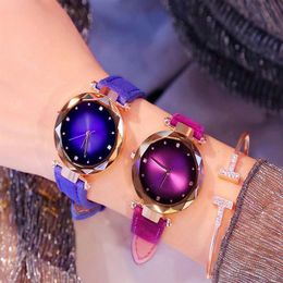 Casual Leather Strap Beautiful cwp Womens Wrist Watch Recreational Fashion Schoolgirl Dazzle Diamond Colourful Dal Female Quartz Wa2484