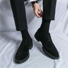 Dress Shoes 38-39 Low Heeled Black Formal For Men Skates Wedding Party Dresses Sneakers Sport Hand Made Advanced