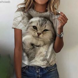 Men's T-Shirts Womens T Shirts Funny 3D Kawaii Cat Print T-Shirts Fashion O-neck Short Sleeve Top Oversized Female Y2k Clothing Cute Girl Tees 240130