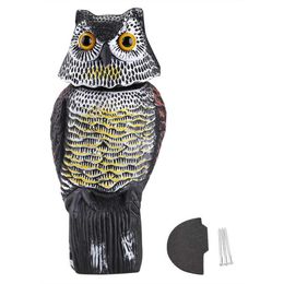 Realistic Bird Scarer Rotating Head Owl Decoy Protection Repellent Bird Pest Control Scarecrow Garden Yard Decor Y200106212i