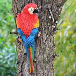 Resin Parrot Statue Wall Mounted DIY Outdoor Garden Tree Decoration Animal Sculpture Ornament1239s