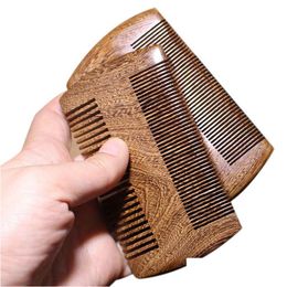 Hair Brushes Natural Sandalwood Pocket Beard Combs For Men - Handmade Wood Comb With Dense And Sparse Tooth Drop Delivery Products Car Otiog