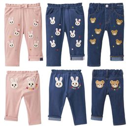 Trousers Autumn Children Cartoon Bear Rabbit Embroidered Casual Pant Jeans Boys Pants Baby Girl Clothes Pantalones