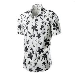 Men's T Shirts 2024 Summer Multi Coloured Jacquard Short Sleeve Shirt Casual Floral Button Down Collar Geometric