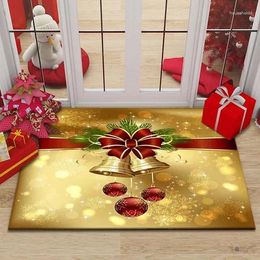 Carpets Christmas Floor Mats Red Santa Claus Snowman Festive Decor Mat Entrance Hall Balcony Absorbent Anti-slip Doormat