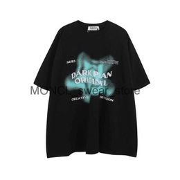 Men's T-Shirts Fashionable american letter Gothic print graphic T shirt summer Korean cotton y2k street couple personalized oversized T shirtH24131