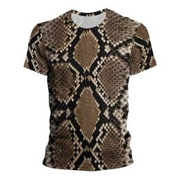 Men's T-Shirts Snake Pattern T-shirt Vintage Men Casual Tee Horror Graphic Snake Skin 3D Print T Shirts Retro Streetwear Fashion Women Clothing