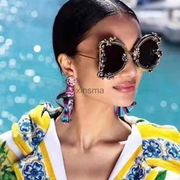 Sunglasses Fashion Retro Sunglasses Alloy Frame Ladies Glasses Fashion Model Brand Shades Female Transparent Lens Optical Beach Party UV400 YQ240131