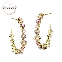 Earrings Neoglory Austria Rhinestone Round Geometric Beads Long Hook Earrings Colourful Elegant Stylish For Daily Party Brilliant Lady