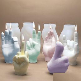 Craft Tools 12 Types Hand Shaped Candle Sile Moulds Diy 3D Gesture Scented Candles Soap Mod Fingers Per Wax Plaster Chocolate Cake De Dhcym