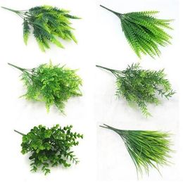 7 Fork water grass Eucalyptus Plastic Artificial Plants Green Grass plastic flower Plant Wedding Home Decoration Table Decors GA68254S