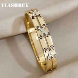 Bangle Flashbuy Creative Stainless Steel Intersect Unusual Fashion Bangles Bracelets Statement 18K Gold Plate Waterproof Jewellery