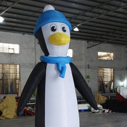 vendita all'ingrosso carino modello di pinguino gonfiabile gigante animale replica alta 3 m 5 m con ventola per la parata di decorazioni natalizie