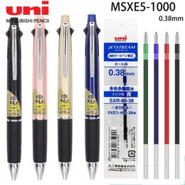 Японская многофункциональная ручка UNI JETSTREAM, четырехцветная шариковая ручка, карандаш MSXE5-1000, гладкий против усталости, 0,38 мм, школьные принадлежности 240122