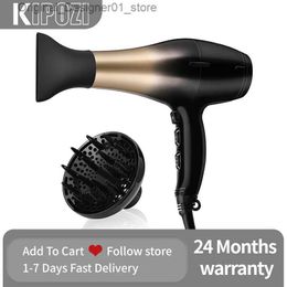 Hair Dryers KIPOZI Hair Dryer 1875W Nano Ionic Hair Blow Dryer with DC Motor for Frizz Free Styling with Diffuser and Airflow Concentrator Q240131