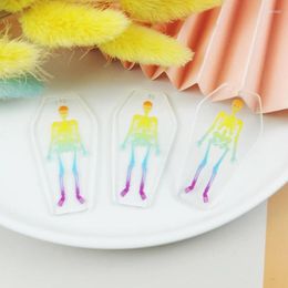 Charms ApeUr 10Pcs Rainbow Skeleton Man Acrylic Skull Coffin Pendant For Jewlery Findings Earring Necklace Diy Making Craft