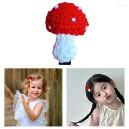 Hair Clips Handmade Knitted Clip Crochet Mushroom Hairpin Duckbill Decorations Cute Accessories For Women Girls