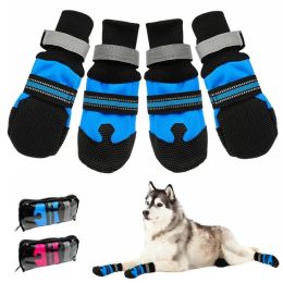 4pcs blue rose Waterproof Winter Pet Dog Shoes Anti slip Snow Boots Paw Protector Warm Reflective For Medium Large Dogs Labrador Husky ZZ
