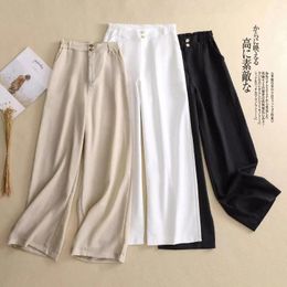 Women's Pants Cotton And Linen Suit Female Large Size Spring Summer Fashion High-waisted Thin Section Casual Wide-legged