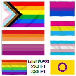 DHL Rainbow Flag Banner 3x5FT 90x150cm Gay Pride Flags Polyester Banners Colourful LGBT Lesbian Parade Decoration215y